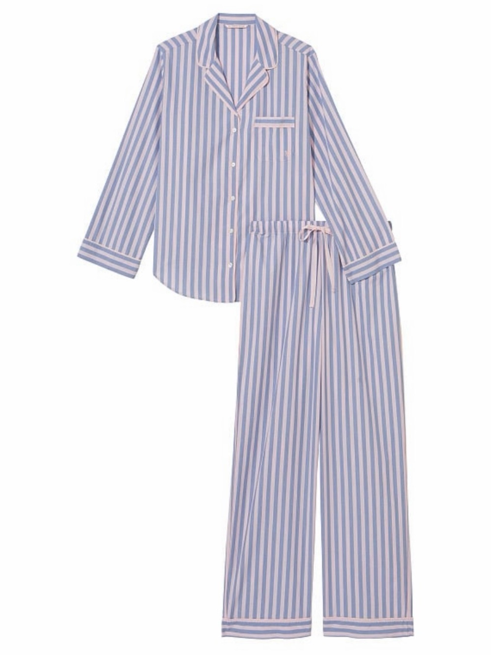 Victoria's Secret Pink & Blue Striped Cotton Pajama Set - XXL